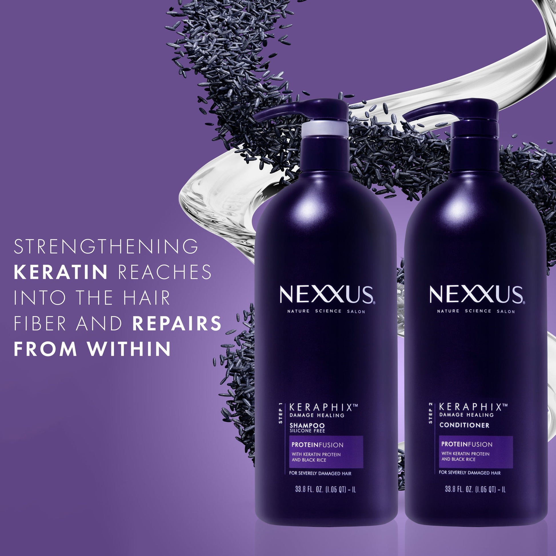 Keraphix with Proteinfusion Conditioner Silicone-Free with Keratin Protein and Black Rice for Damaged Hair 33.8 Oz