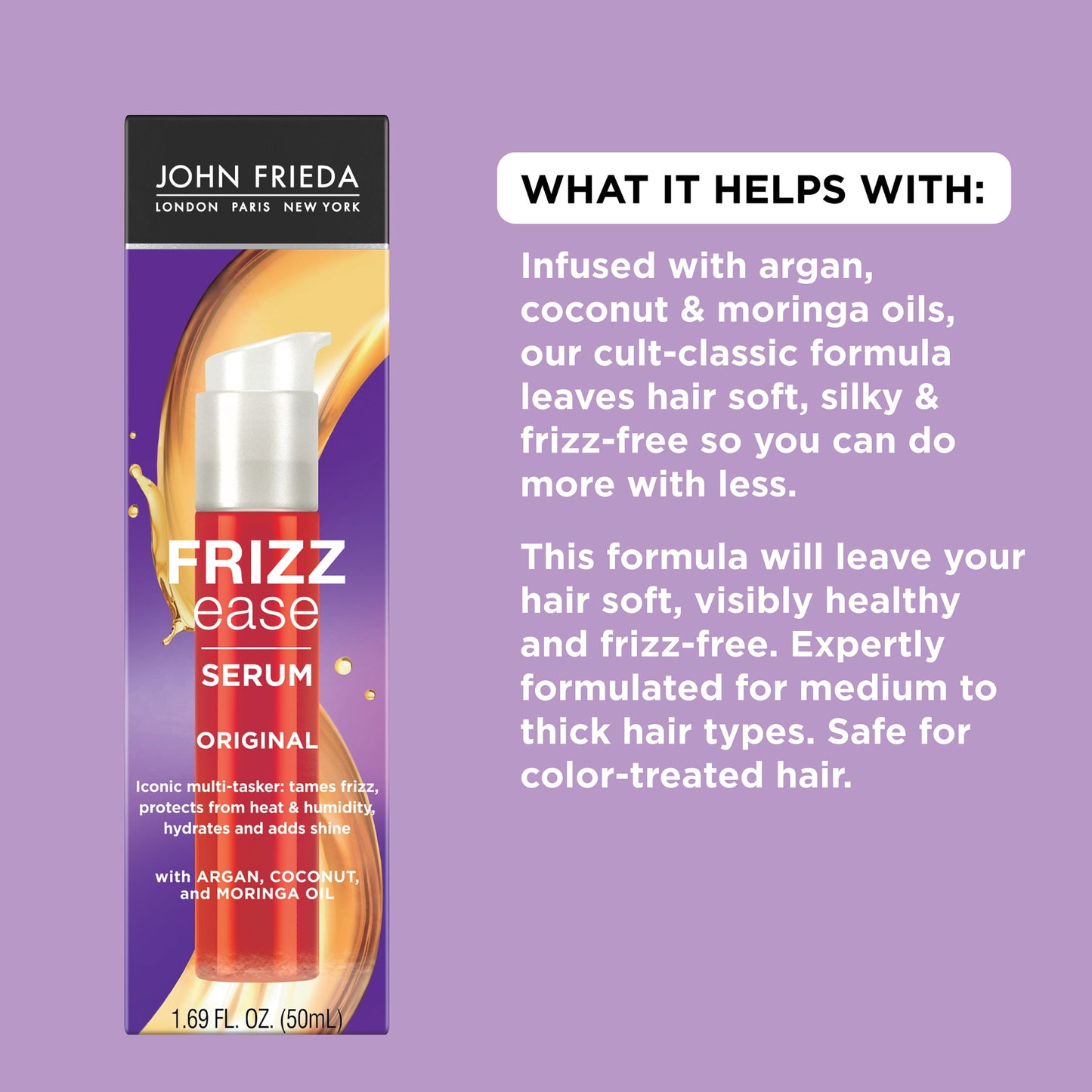 Frizz-Ease Hair Serum Original Formula, Anti-Frizz Heat Protecting, 1.69 Fl Oz