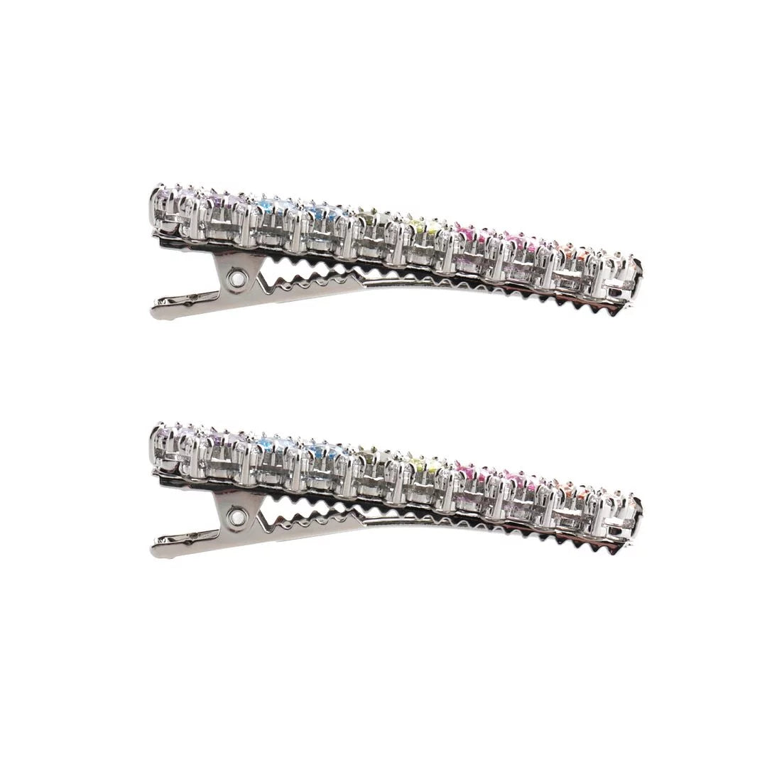 Fine Silver Plated Hair Clip with Cubic Zirconia