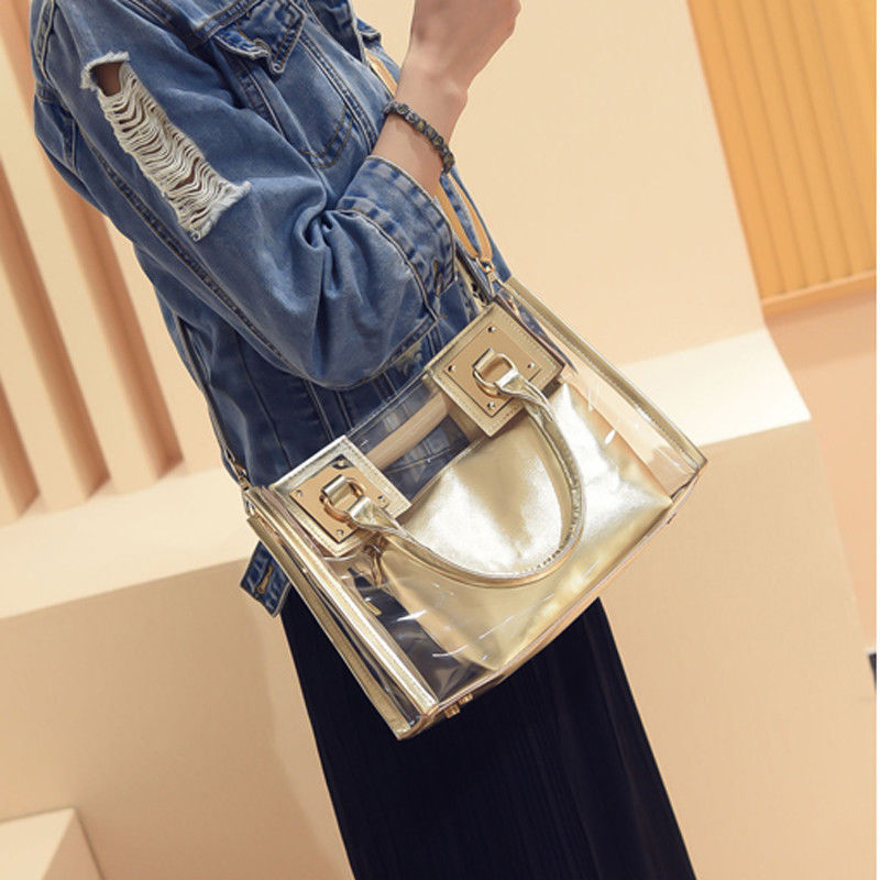 Transparent Handbags Beach Bags Clear Jelly crystal Purse Crossbody Bags