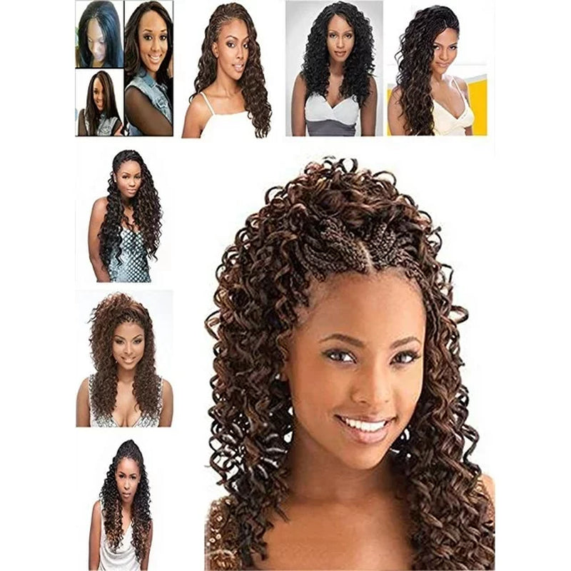 Hot Selling 18" Deep Weave Bulk Braiding Hair, Human Hair Blend Micro Braids 18" Deep Wave Bulk for Braiding and Colors, #33 Dark Auburn - 2 Pack