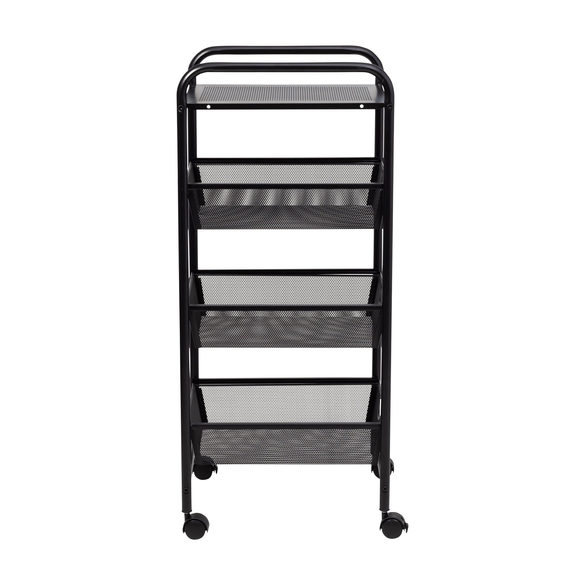 Metal 3-Drawer Rolling Storage Cart, Black