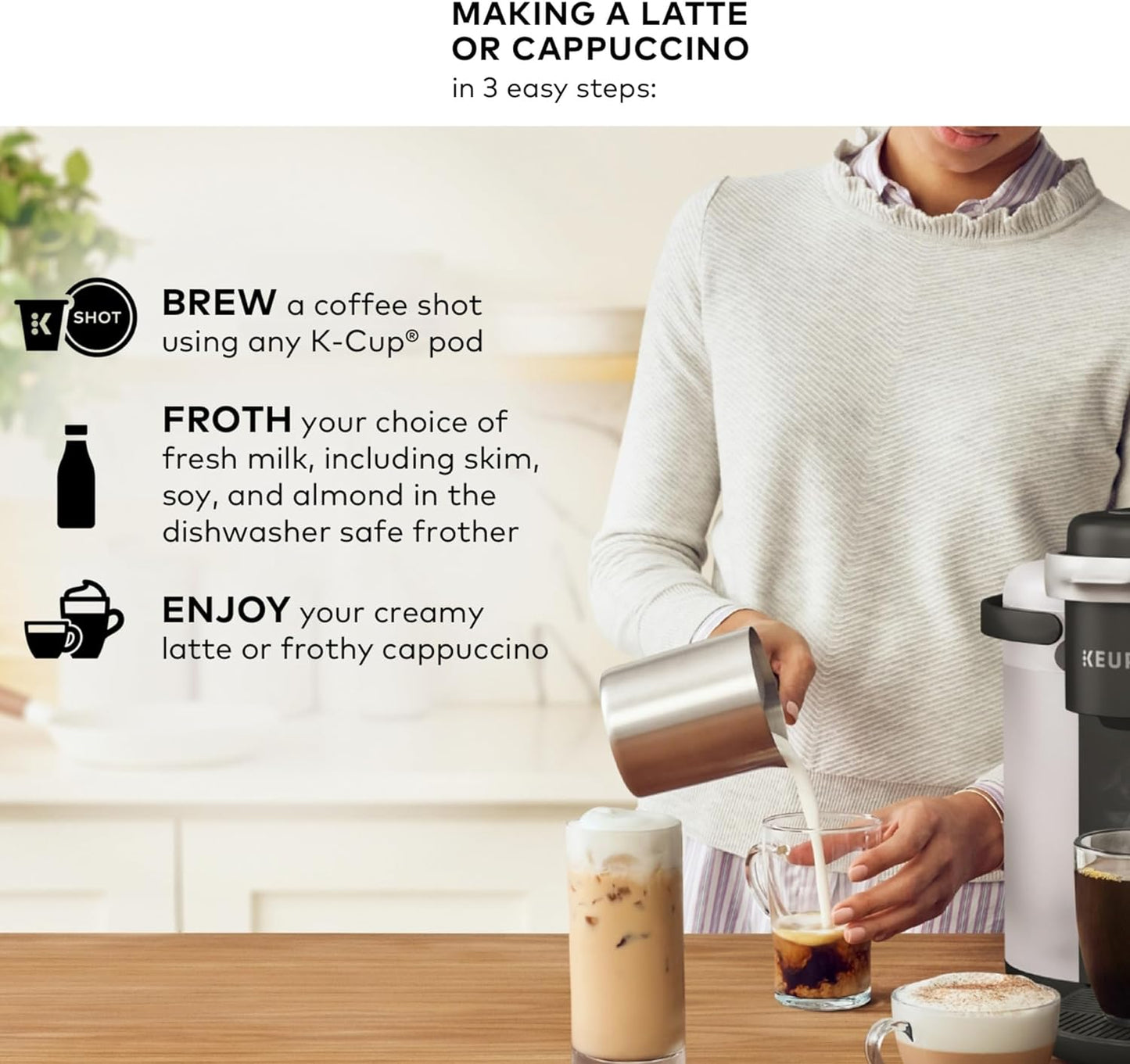 K-Cafe Single Serve K-Cup Coffee, Latte and Cappuccino Maker, Dark Charcoal