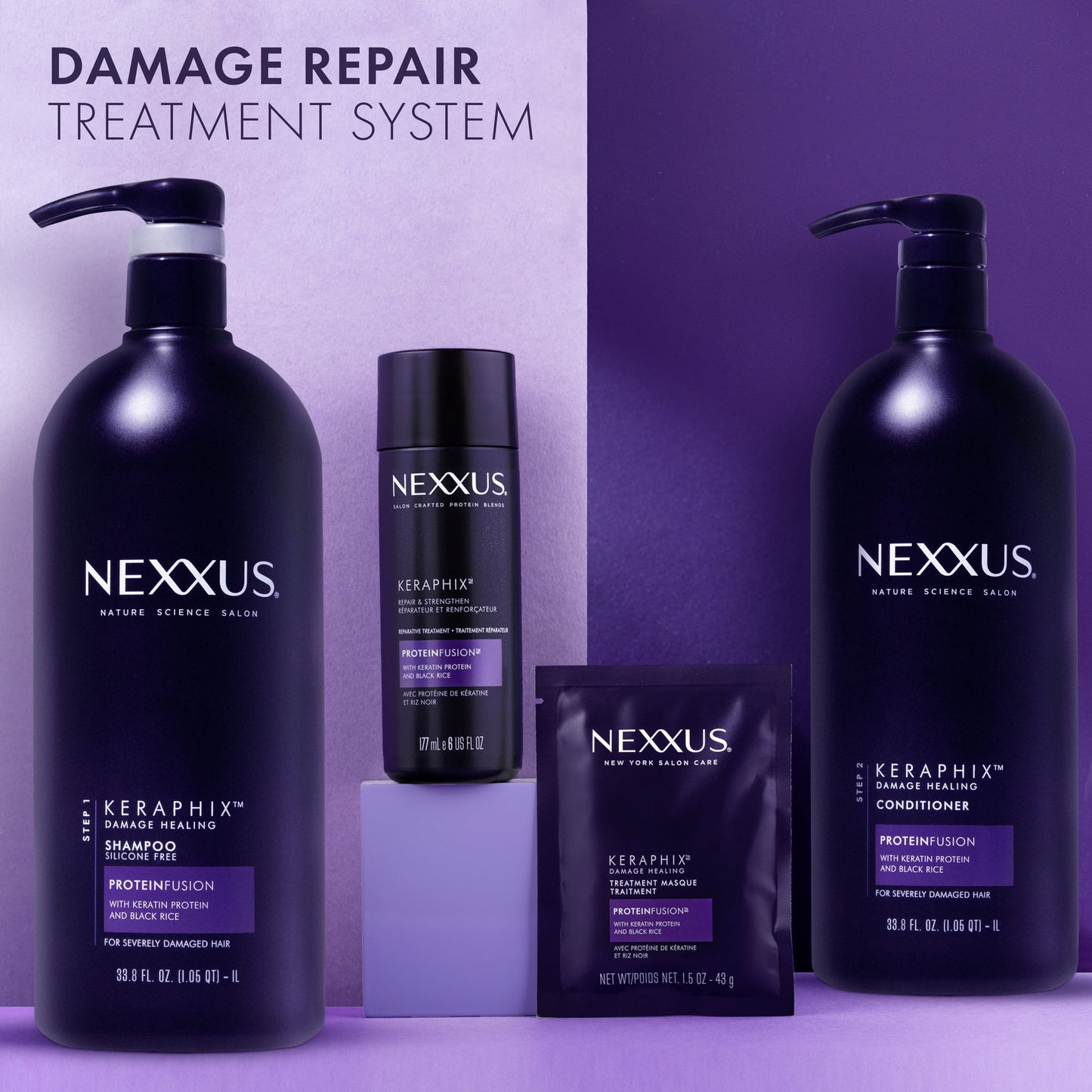 Keraphix with Proteinfusion Conditioner Silicone-Free with Keratin Protein and Black Rice for Damaged Hair 33.8 Oz