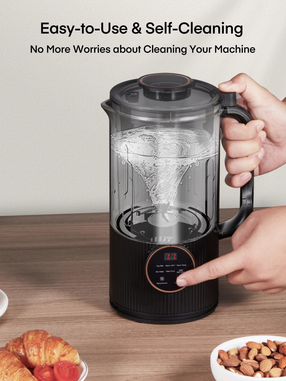 Nut Milk Maker, 35Oz Automatic Machine, 800W Homemade Plant Milk, Oat, Soy, Juice and Free-Dairy Drinks, with Delay Start/Self-Clean/Keep Warm/Boil