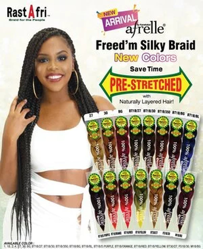 2 Pack Rastafri Freed’M Silky Pre-Stretched Braiding Hair 100% Kanekalon - #30 Light Auburn