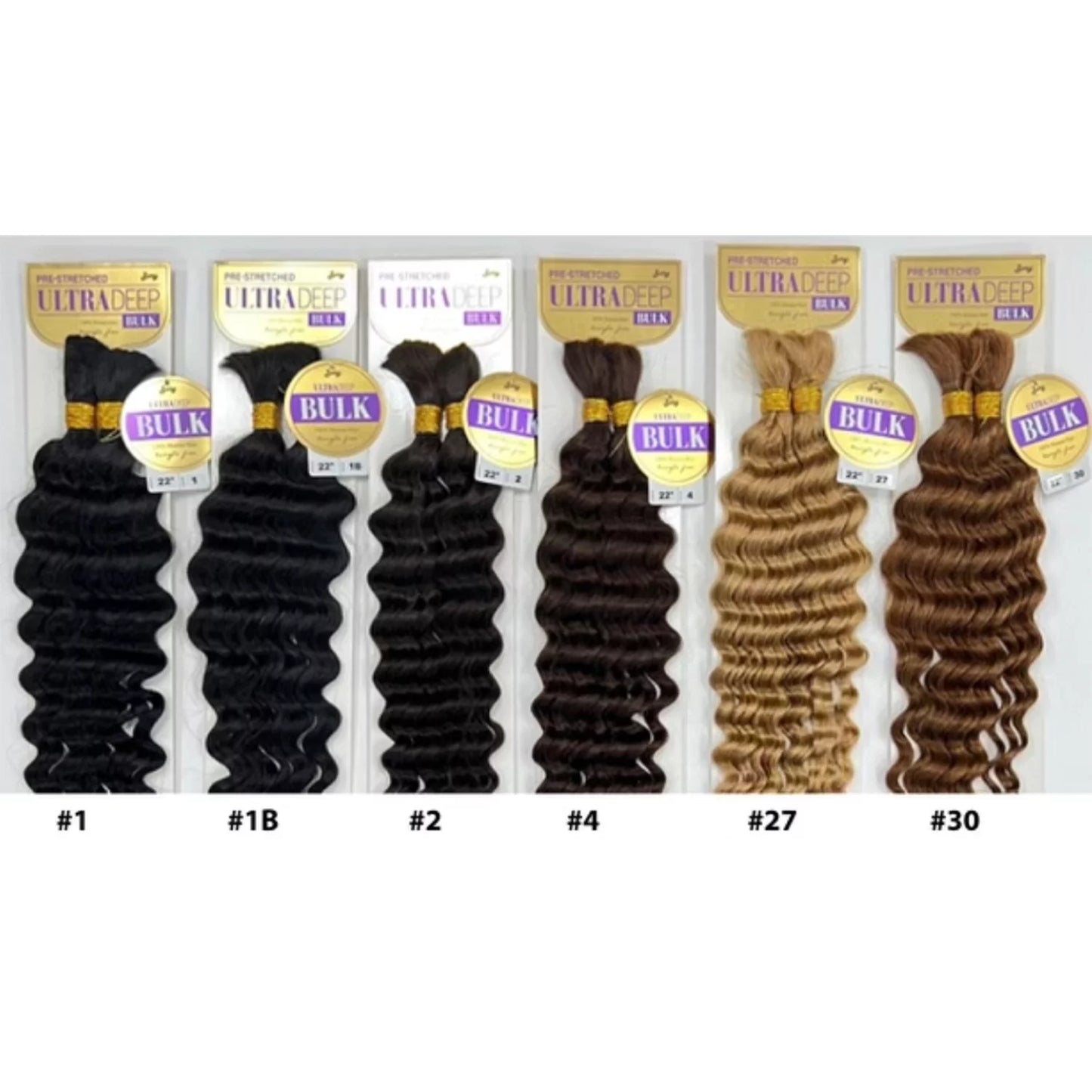 Pre-Stretched Ultra Deep 100% Human Braiding Hair 22", Color 1