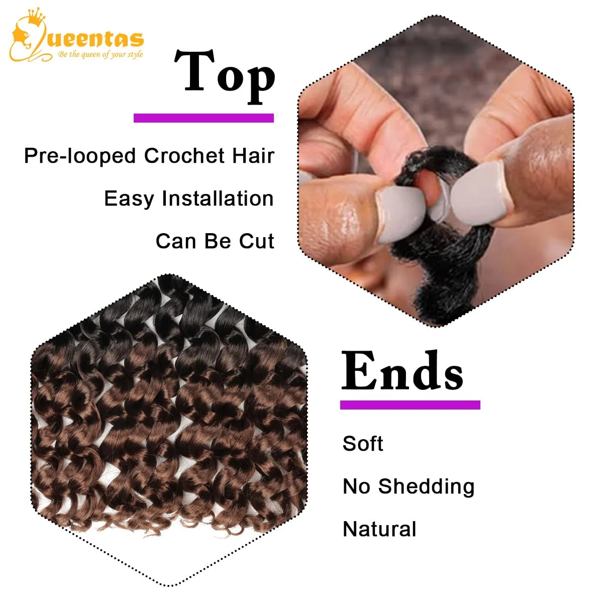 Curly Crochet Hair for Black Women 8 Passion Twist Crochet Hair Kanekalon Locs Crochet Braiding Hair 2 Packs Ocean Wave Crochet Hair 1B/27)