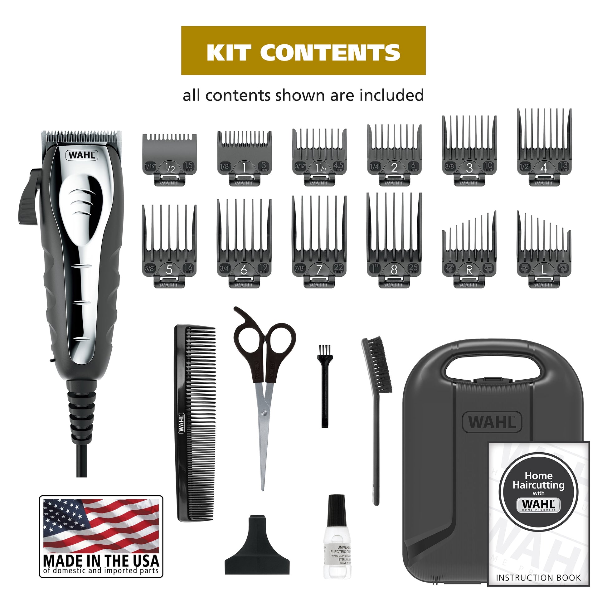 ATV Total Body Manscaper Hair Clipper for Men, Corded 18Pc, Black Chrome 3024498