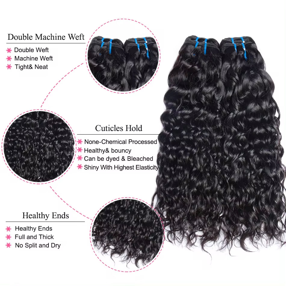 30 Inch Water Wave Bundles Human Hair Peruvian Water Wave Human Hair Bundles Remy Hair Extension Curly Wave Human Hair 3 Bundles