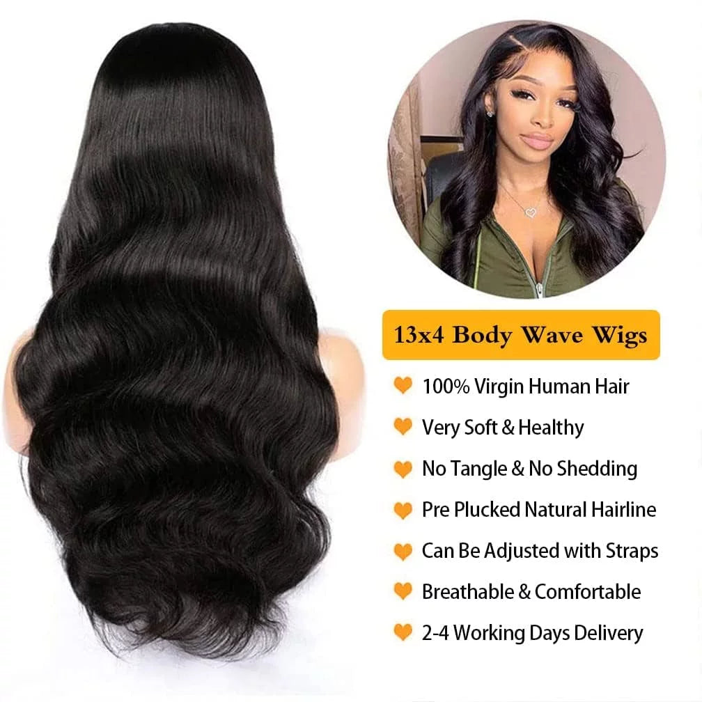 Lace Front Wigs Human Hair 13×4 Body Wave Lace Frontal Hair Wig Cheap 180% Density Human Hair Front Lace for Black Women Natural Color 28Inch