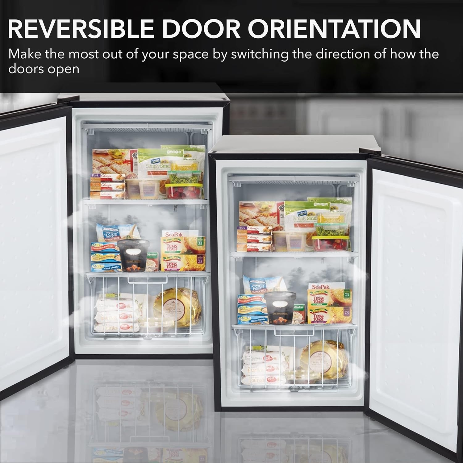 CUF-301SS Energy Star 3.0 Cubic Feet Upright Freezer, Stainless Steel-3, 21"D X 19.5"W X 33.5"H, Black