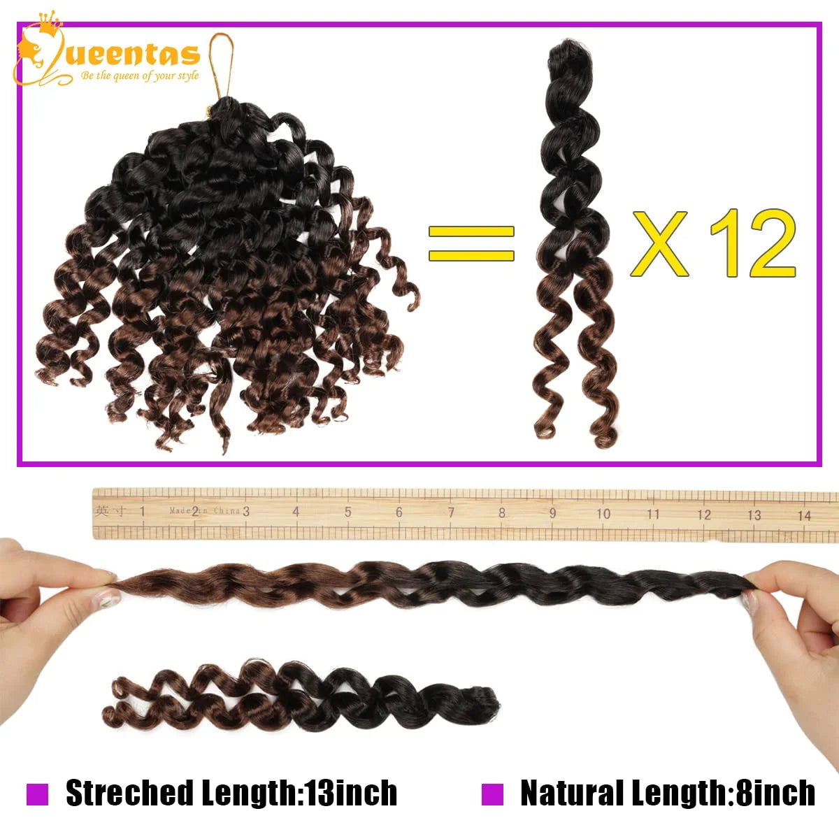 Curly Crochet Hair for Black Women 8 Passion Twist Crochet Hair Kanekalon Locs Crochet Braiding Hair 2 Packs Ocean Wave Crochet Hair 1B/27)