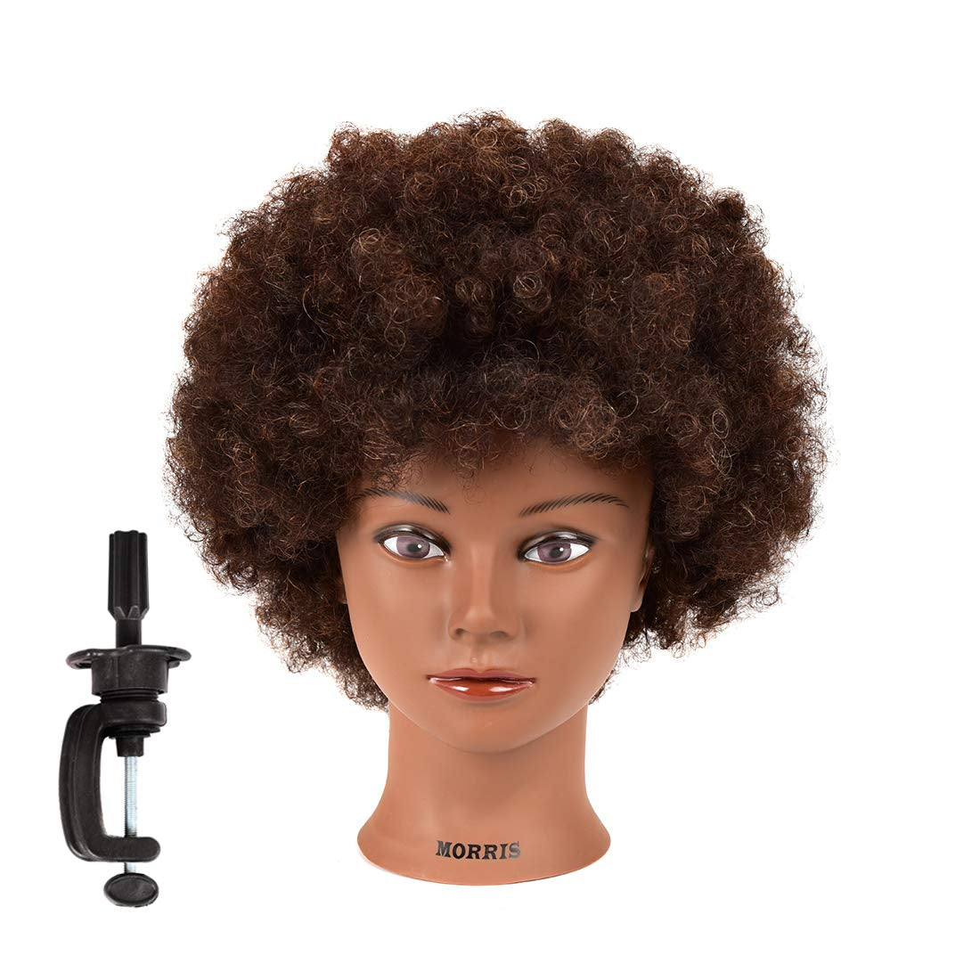 Mannequin Head 100% Human Hair Training Head Curly Hair Manikin Head Cosmetology Doll Head for Hairdresser Practice Styling Braiding with Clamp Stand (BB)