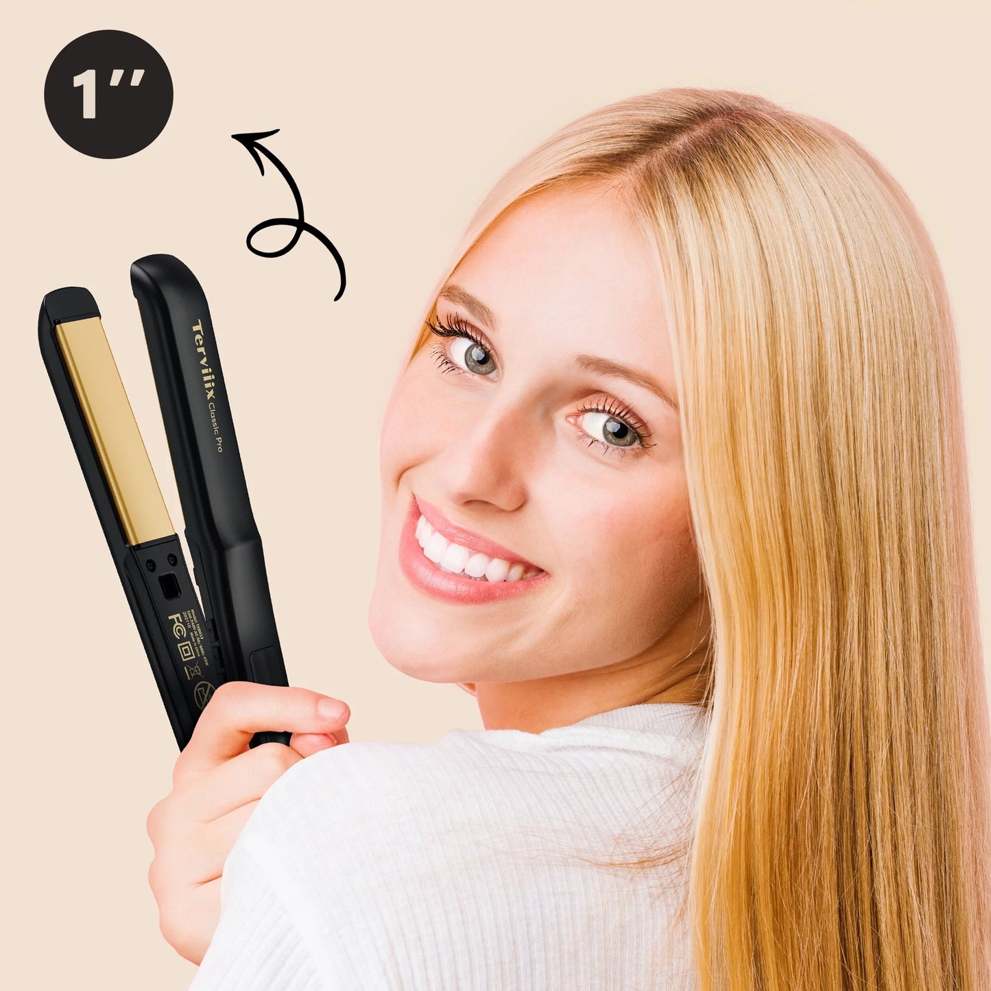 1'' Ceramic Flat Iron, Hair Straightener for All Hair Types, Black