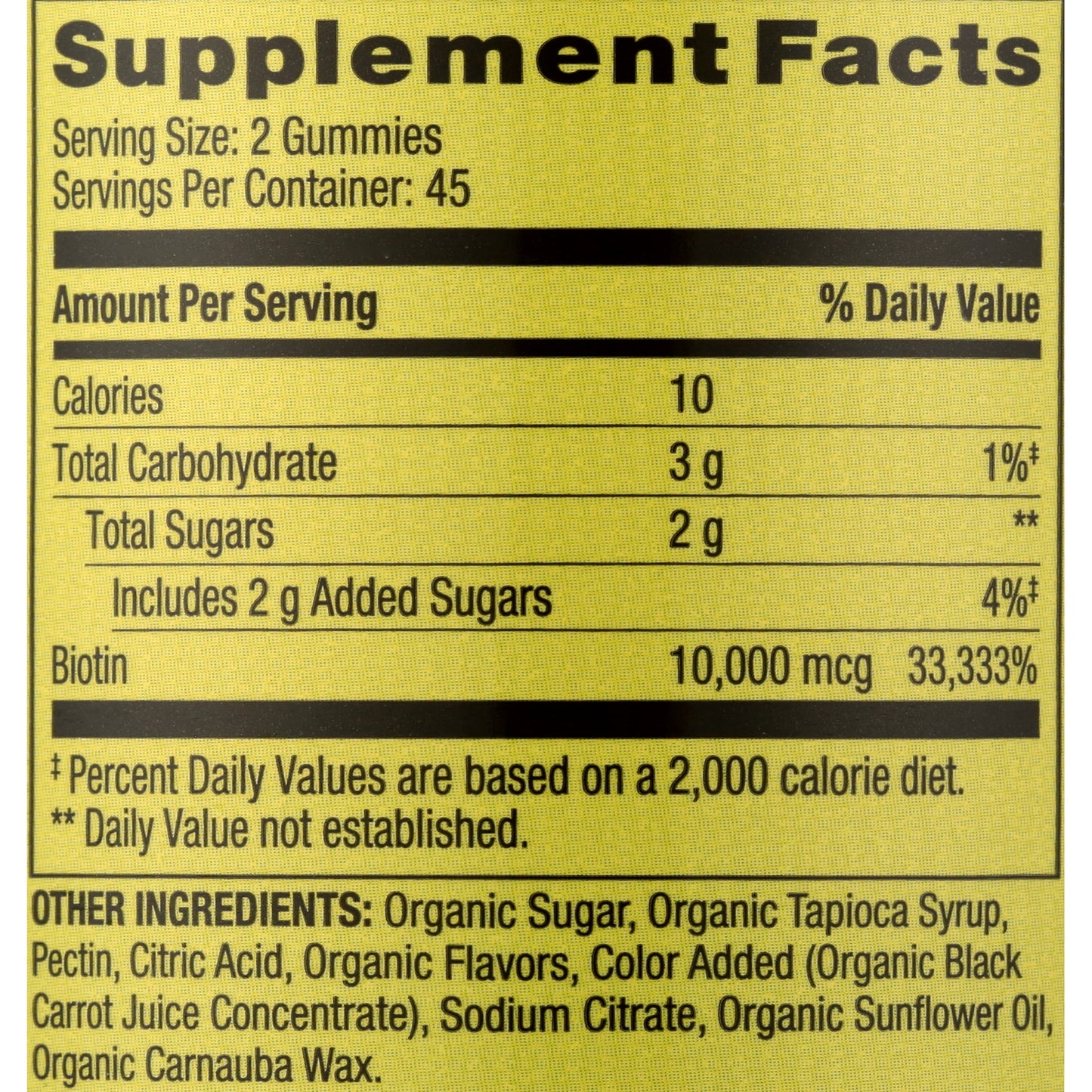 Non GMO Biotin Dietary Supplement Gummies, Cherry, 10000 Mcg, 90 Count