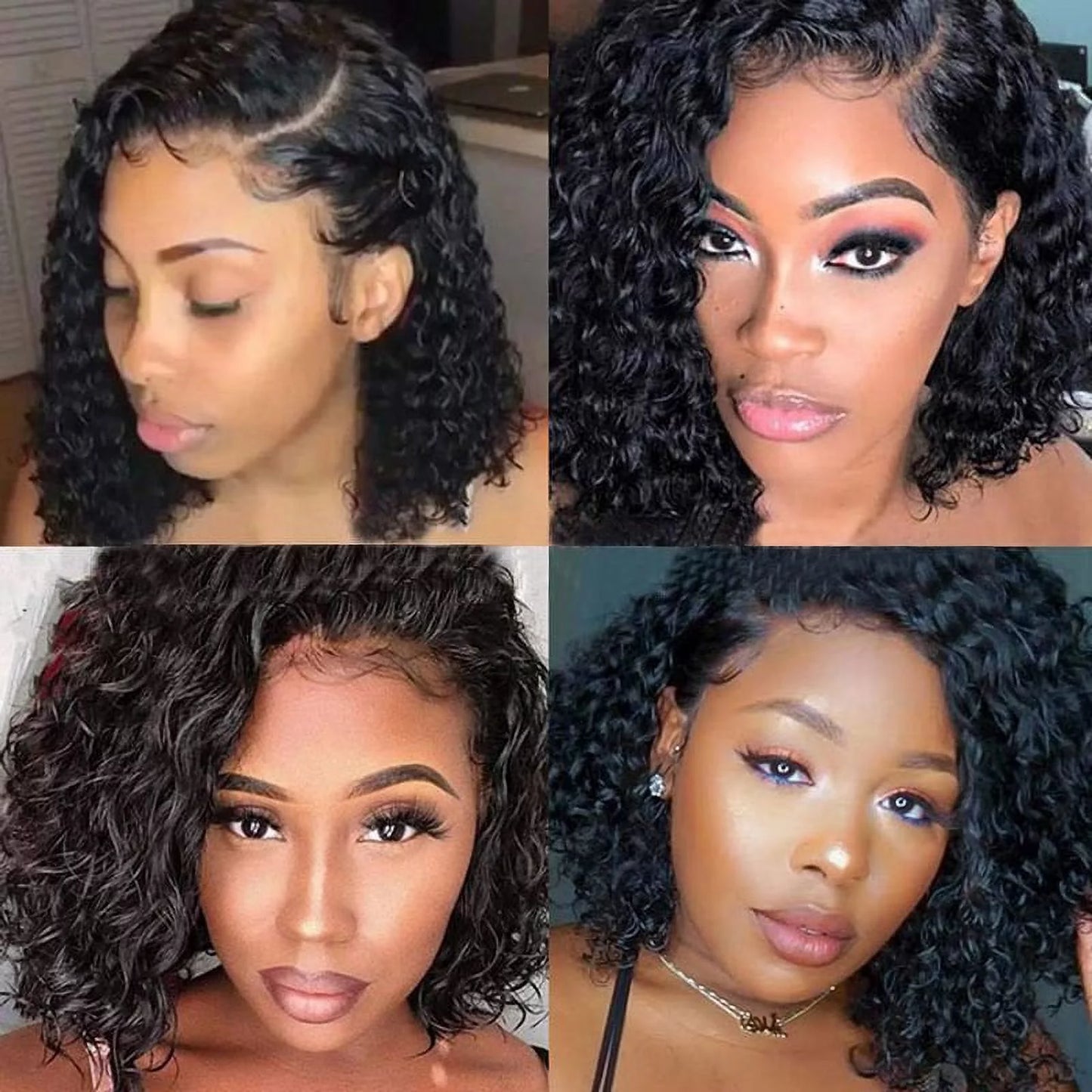 Lace Front Wigs Human Hair Deep Wave 13X4 Lace Frontal Wig 100% Short Brazilian Virgin Wig 12” Inch Pre Plucked with Baby Hair for Black Women 250% Density Natural Black Color