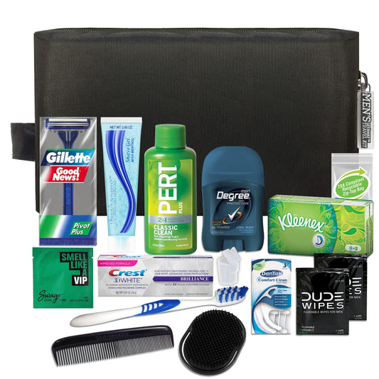 Men'S Premium 15 Piece Travel Kit in Reusable Toiletry Zippered Bag, TSA Compliant