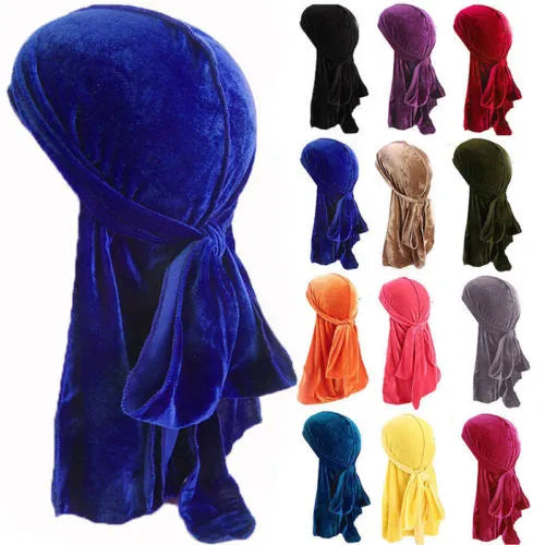 Hot Sales Unisex Men Women Velvet Breathable Bandana Hat Turban Doo Durag Cap