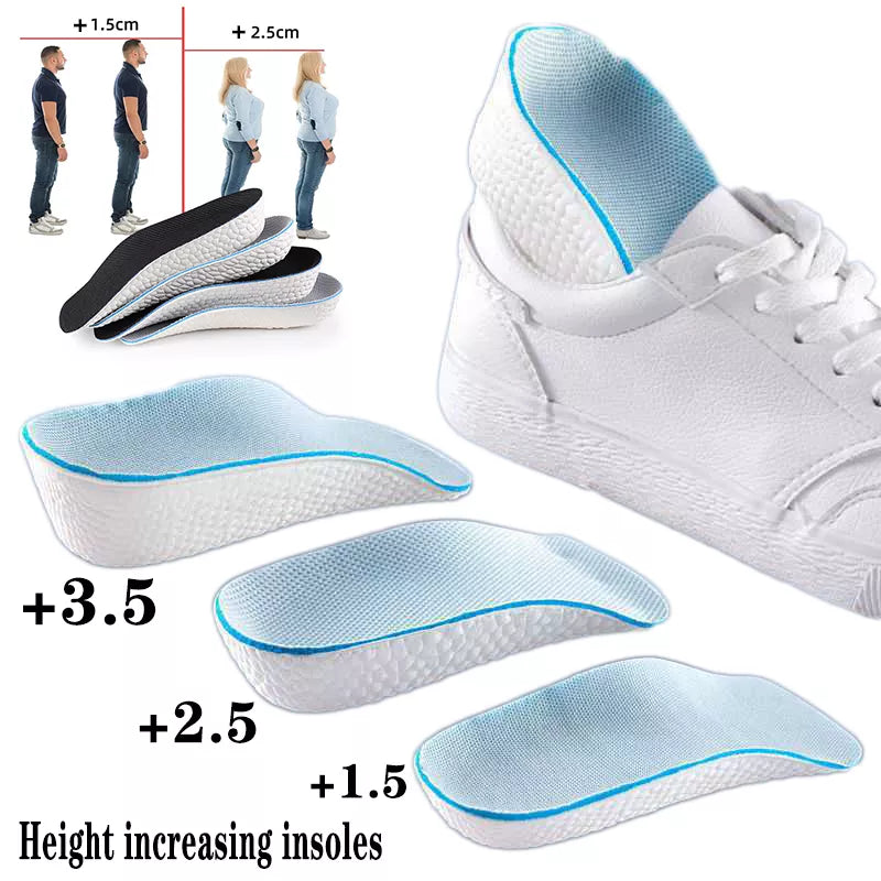 Height Increase Insoles Men Women Shoes Flat Feet Arch Support Orthopedic Insoles Sneakers Heel Lift Memory Foam Soft Shoe Pads