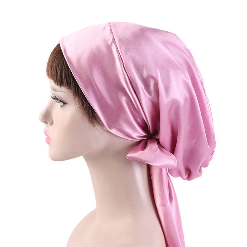 Women Satin Solid Sleeping Hat Night Sleep Cap Hair Care Bonnet Nightcap For Women Men Unisex Cap Bonnet De Nuit Shower Turban