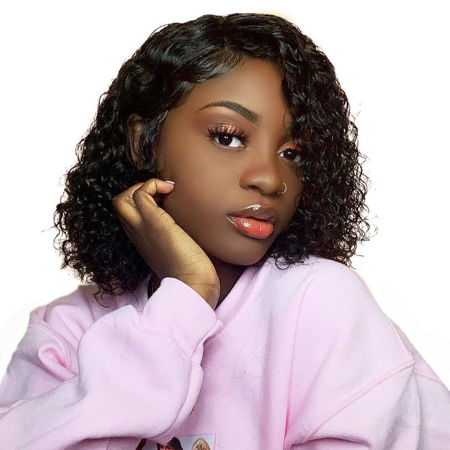 Lace Front Wigs Human Hair Deep Wave 13X4 Lace Frontal Wig 100% Short Brazilian Virgin Wig 12” Inch Pre Plucked with Baby Hair for Black Women 250% Density Natural Black Color