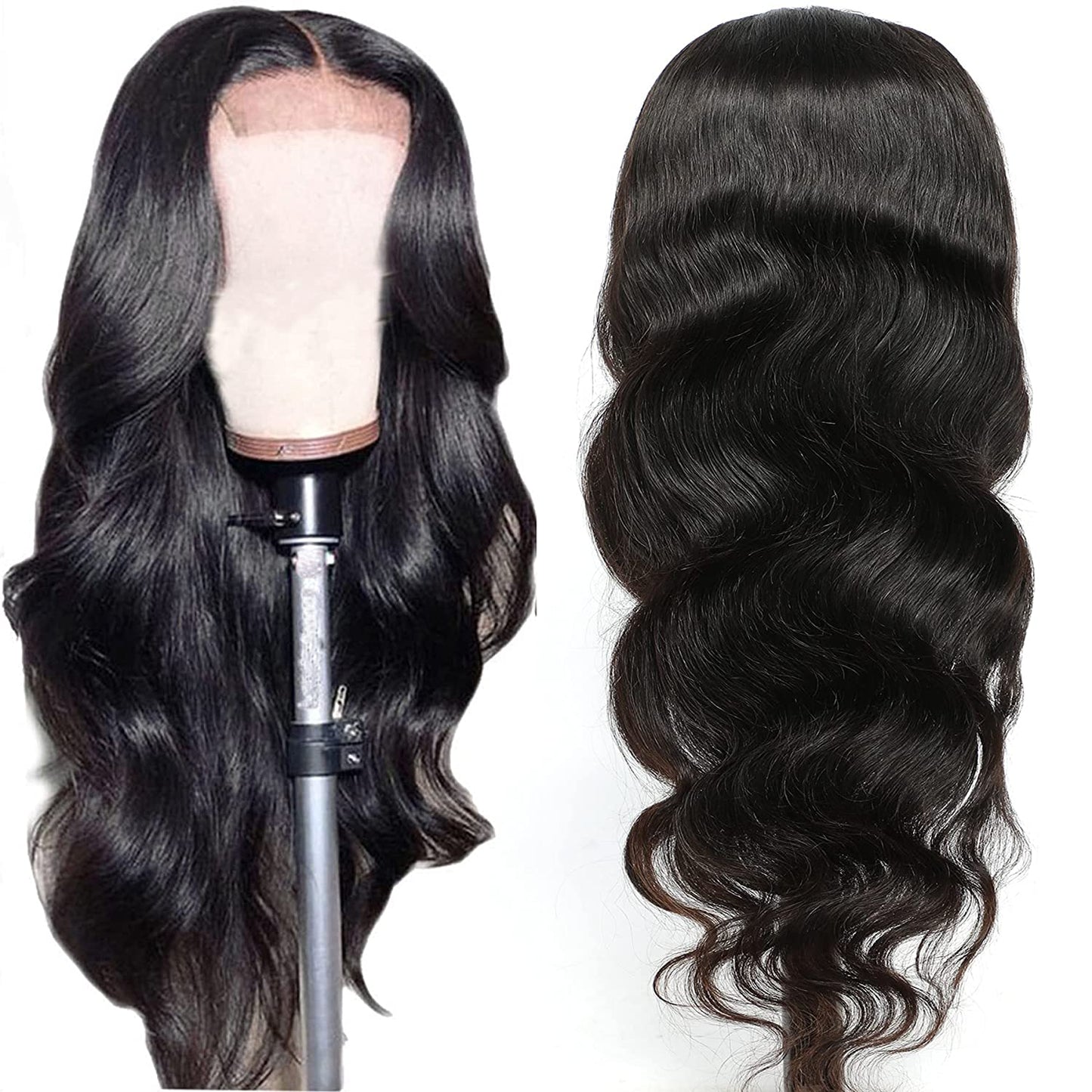 Lace Front Wigs Human Hair Wigs for Black Women Glueless Body Wave 4X4 Lace Closure Wigs Human Hair 150% Density Brazilian Virgin Hair Pre Plucked with Baby Hair Natural Color (22 Inch)