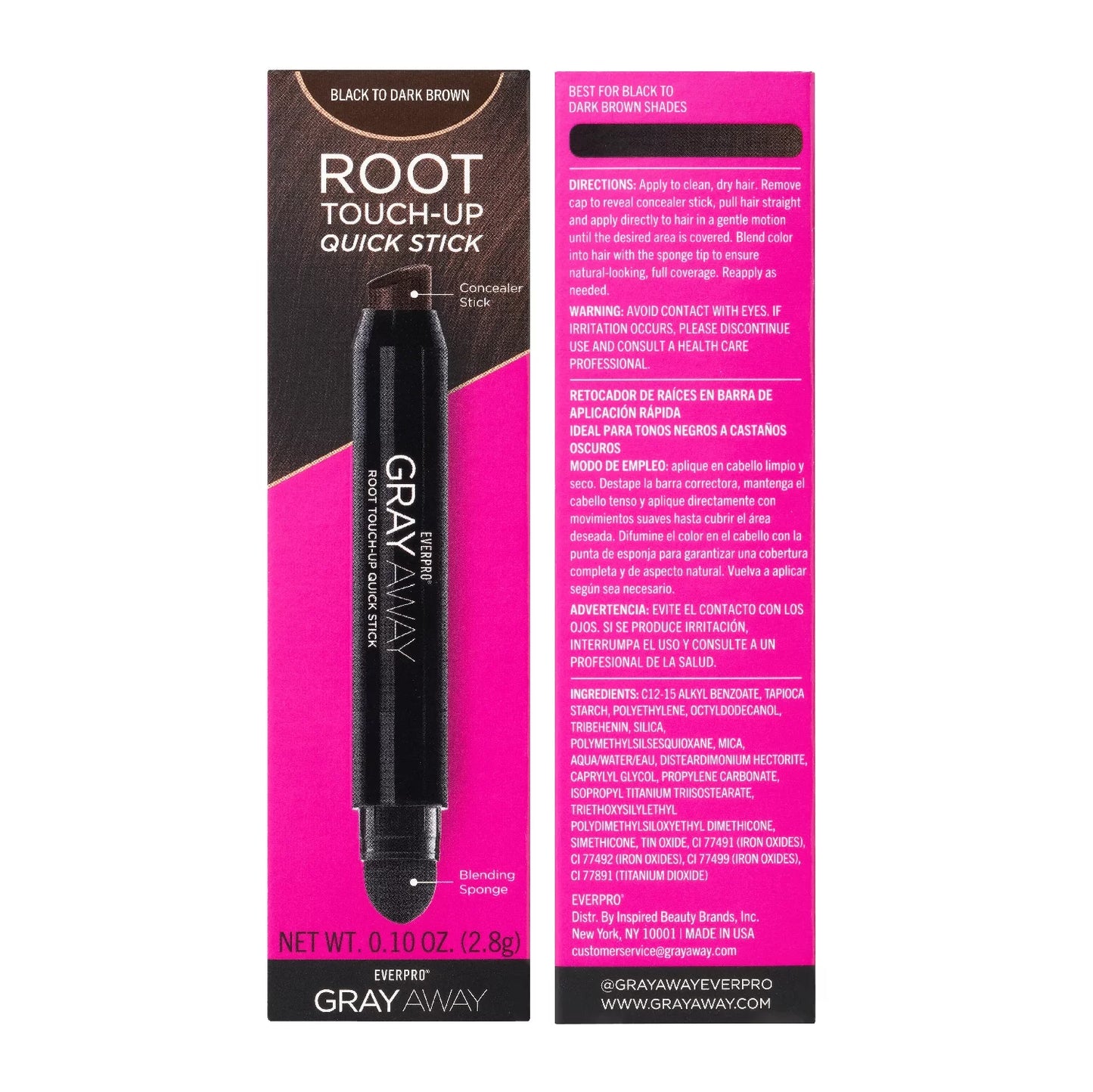 Everpro  Temporary Hair Color Root Touch-Up Quick Stick, Black/Dark Brown, 0.10 Oz