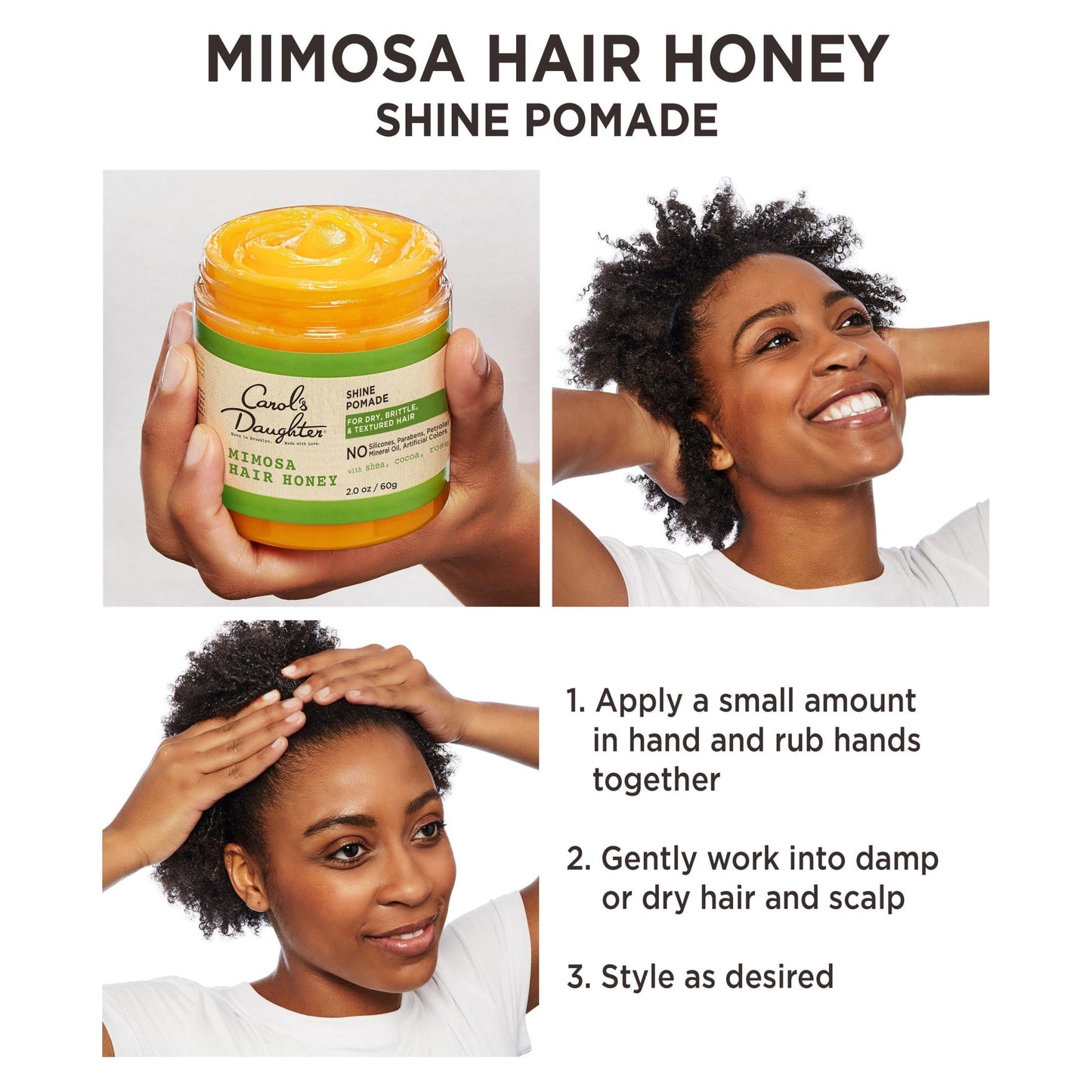 Mimosa Hair Honey Moisturizing Shine Enhancing Curly Hair Pomade, 8 Oz