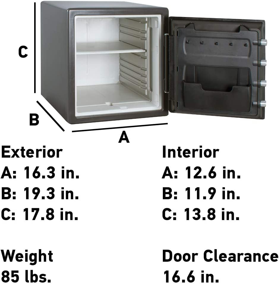 SF123ES Fireproof Safe with Digital Keypad, 1.23 Cubic Feet, Black