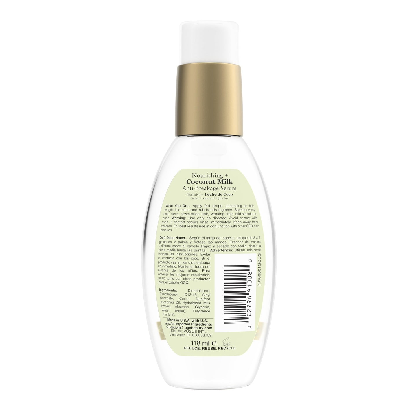 Coconut Milk Moisturizing Strength & Shine, Leave-In Treatment Hair Serum, 4 Fl Oz