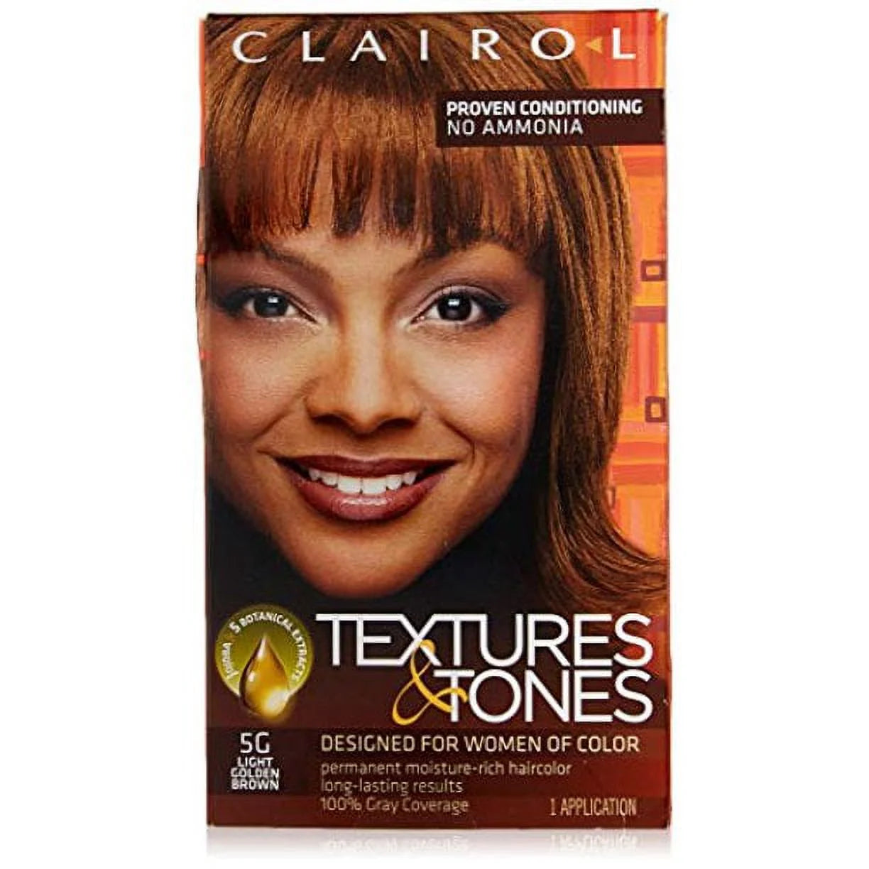 Textures & Tones Ammonia- Free Permanent Hair Color, 5G Light Golden Brown, Hair Dye, 1 Application