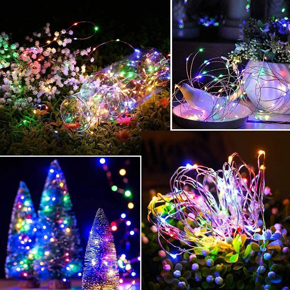 Outdoor Solar String Lights,  33Ft 100 LED Solar Fairy Lights, Waterproof Decoration Lighting Copper Wire Lights for Indoor Outdoor Patio Yard Wedding Party Trees Decor, Colorful