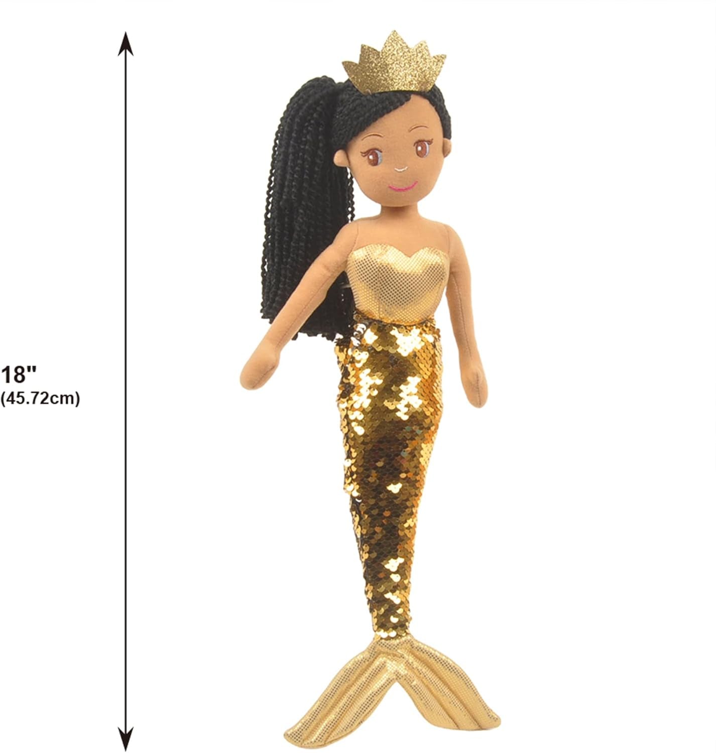 Toys, Kristal Mermaid with Reversible Sequin Tail, Soft Plush Mermaid Doll, Gold, 18" Mermaid Toys for Little Girls, Sirenas Para Ninas, Sirenas Plush (89001-2)