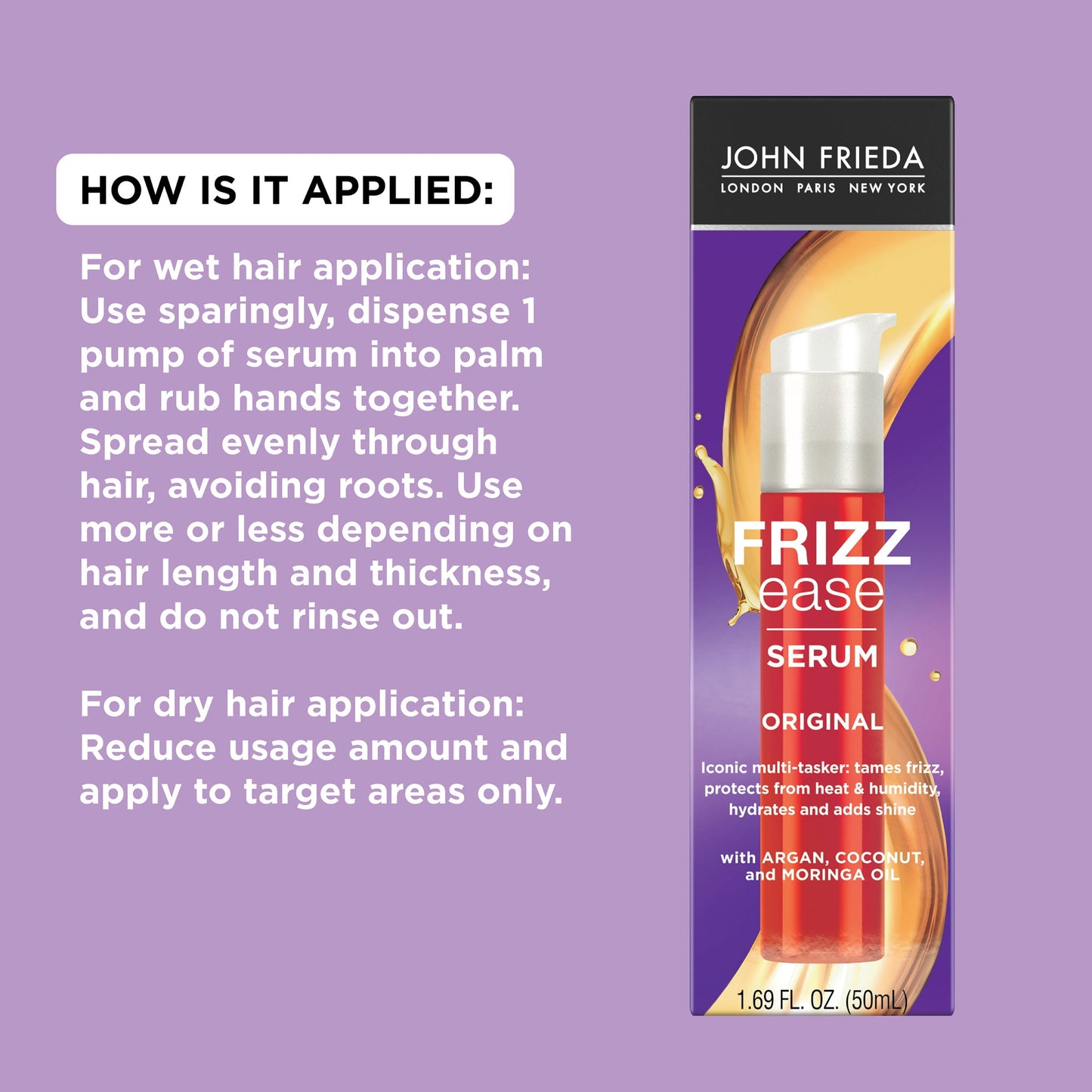 Frizz-Ease Hair Serum Original Formula, Anti-Frizz Heat Protecting, 1.69 Fl Oz