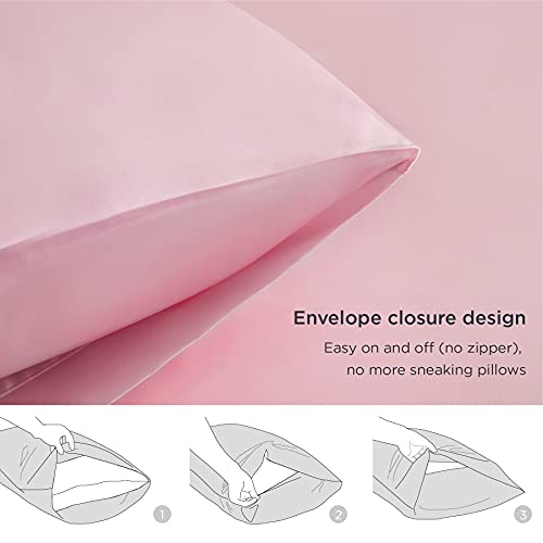 Bedsure Satin Pillowcase for Hair and Skin Queen - Silver Grey Silk Pillowcase 2 Pack 20x30 inches - Satin Pillow Cases Set of 2 with Envelope Closure, Gifts for Women Men