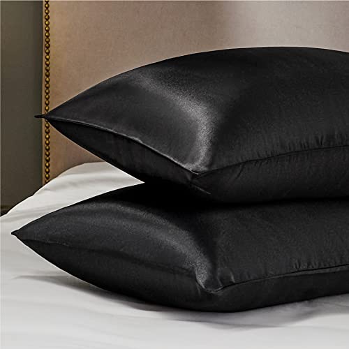 Bedsure Satin Pillowcase for Hair and Skin Queen - Silver Grey Silk Pillowcase 2 Pack 20x30 inches - Satin Pillow Cases Set of 2 with Envelope Closure, Gifts for Women Men